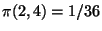 $\pi(2,4)=1/36$