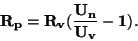 \begin{displaymath}\bf
R_p = R_v (\frac {U_n}{U_v}- 1).
\end{displaymath}