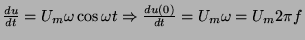 $ \frac{du}{dt} = U_m \omega \cos \omega t \Rightarrow
\frac{du(0)}{dt} = U_m \omega = U_m 2 \pi f$