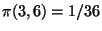 $\pi(3,6)=1/36$