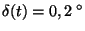 $\delta(t) = 0,2\: ^\circ$