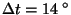 $\Delta t = 14\: ^\circ$