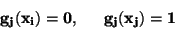 \begin{displaymath}\bf
g_j(x_i) = 0, \: \: \: \: \: \: \: g_j(x_j) = 1
\end{displaymath}