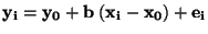 $ \bf y_i = y_0 + b \; ( x_i - x_0) + e_i$